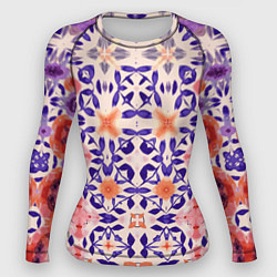 Рашгард женский Цветочная метаморфоза фиолетово-розовая, цвет: 3D-принт