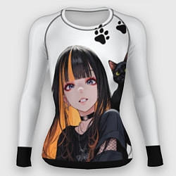 Рашгард женский Девушка и кот, цвет: 3D-принт