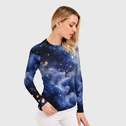 Рашгард женский Волшебная дымка тёмно-синий с искрами, цвет: 3D-принт — фото 2