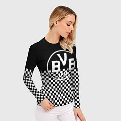 Рашгард женский Borussia шахматная клетка, цвет: 3D-принт — фото 2