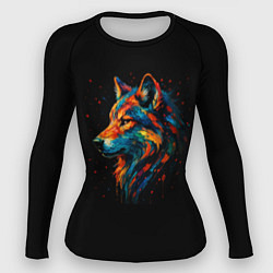 Рашгард женский Волков бояться разноцветный арт, цвет: 3D-принт