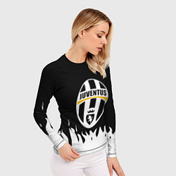 Рашгард женский Ювентус белый огонь текстура, цвет: 3D-принт — фото 2