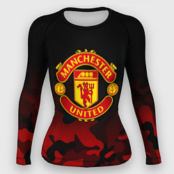 Рашгард женский Манчестер Юнайтед камуфляж текстура, цвет: 3D-принт