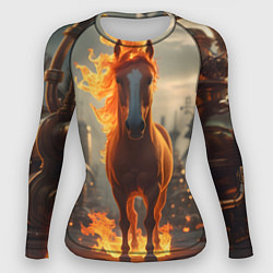Рашгард женский Огненная лошадь в стиле стимпанк, цвет: 3D-принт