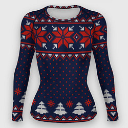 Рашгард женский Новогодний вязаный узор, цвет: 3D-принт