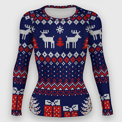 Женский рашгард Новогодний вязаный паттерн