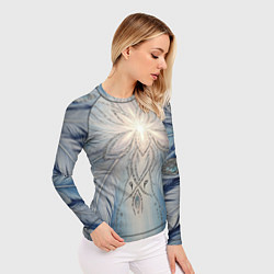 Рашгард женский Ледяной перьевой орнамент со светом, цвет: 3D-принт — фото 2
