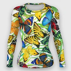 Рашгард женский Тропические бабочки, цвет: 3D-принт
