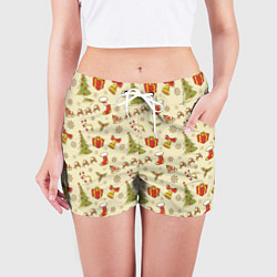 Шорты женские Новогодние подарки, цвет: 3D-принт — фото 2