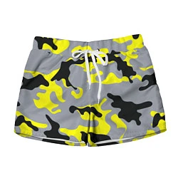 Шорты женские Yellow & Grey Camouflage, цвет: 3D-принт