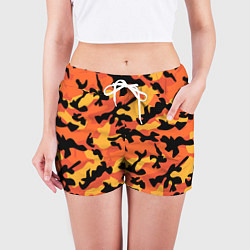Шорты женские Fashion Orange Camo, цвет: 3D-принт — фото 2