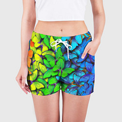 Шорты женские Радужные бабочки, цвет: 3D-принт — фото 2