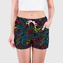 Шорты женские КОСМИЧЕСКИЙ НЕОН, цвет: 3D-принт — фото 2