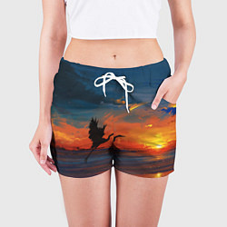Шорты женские Прибрежный закат, цвет: 3D-принт — фото 2