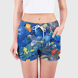 Шорты женские Коралловые рыбки, цвет: 3D-принт — фото 2