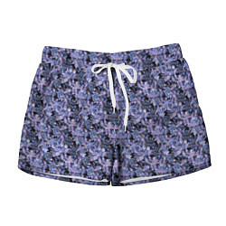 Женские шорты Сине-фиолетовый цветочный узор