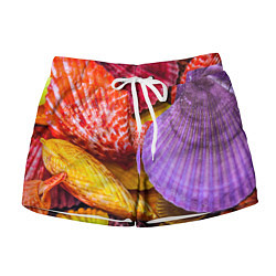 Шорты женские Разноцветные ракушки multicolored seashells, цвет: 3D-принт