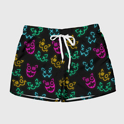 Женские шорты НЕОНОВЫЕ КОТИКИ NEON FACES CATS