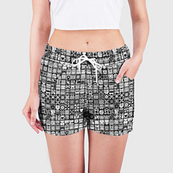 Шорты женские Geometry Dash: BW Pattern, цвет: 3D-принт — фото 2