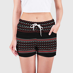 Шорты женские НОВОГОДНИЙ ПАТТЕРН SWEATER, цвет: 3D-принт — фото 2