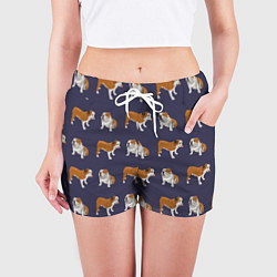 Шорты женские Английские бульдоги паттерн, цвет: 3D-принт — фото 2