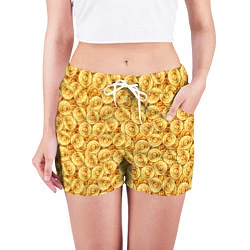 Шорты женские Золотые Биткоины, цвет: 3D-принт — фото 2