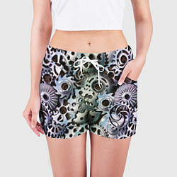 Шорты женские Стимпанк шестеренки Steampunk, цвет: 3D-принт — фото 2