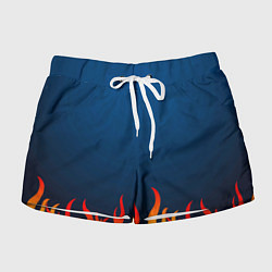 Женские шорты Пламя огня синий фон