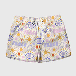 Шорты женские ХИППИ ПАТТЕРН В СТИЛЕ 70х, цвет: 3D-принт