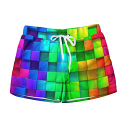 Женские шорты РАЗНОЦВЕТНЫЕ КУБИКИ MULTICOLORED CUBES