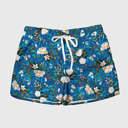 Шорты женские Цветы Синий Сад, цвет: 3D-принт