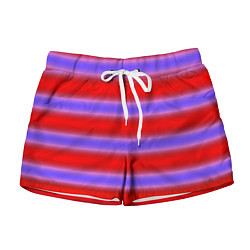 Шорты женские Striped pattern мягкие размытые полосы красные фио, цвет: 3D-принт