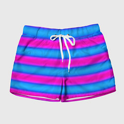 Шорты женские Striped pattern яркий неоновый полосатый узор, цвет: 3D-принт