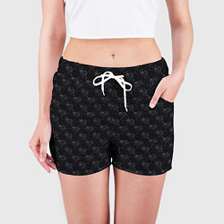 Шорты женские Серые сердца на темном фоне, цвет: 3D-принт — фото 2