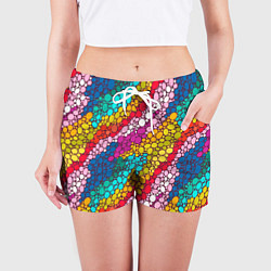 Шорты женские Абстракция - радужное настроение, цвет: 3D-принт — фото 2