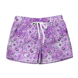 Женские шорты Танцующие русалки на фиолетовом