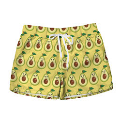 Женские шорты Авокадо Паттерн - Желтая версия