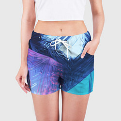 Шорты женские Абстрактные ледяные кубы - Розовый и синий, цвет: 3D-принт — фото 2