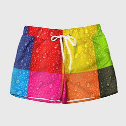 Женские шорты Капли дождя на цветных подложках - паттерн