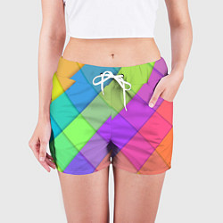 Шорты женские Геометрический узор из квадратов, цвет: 3D-принт — фото 2