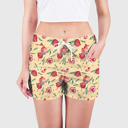 Шорты женские Узор с акварельными гранатами, цвет: 3D-принт — фото 2