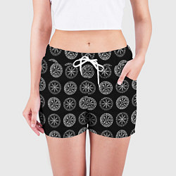 Шорты женские Vegvisir and Aegishjalmur Helm of Awe Black, цвет: 3D-принт — фото 2