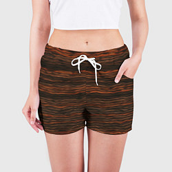 Шорты женские Оранжевые абстрактные волны материи, цвет: 3D-принт — фото 2