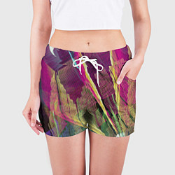 Шорты женские Неоновые волнообразные линии, цвет: 3D-принт — фото 2