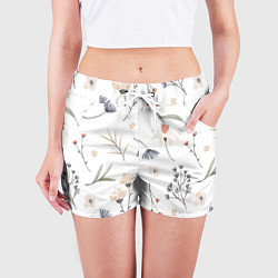Шорты женские Цветочный Узор, цвет: 3D-принт — фото 2