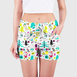 Шорты женские Happy new year hohoho, цвет: 3D-принт — фото 2