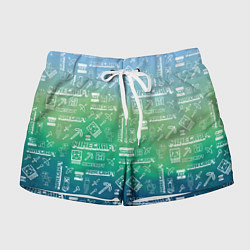 Шорты женские Майнкрафт символы на потертом фоне, цвет: 3D-принт