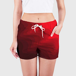 Шорты женские Красный абстрактный фон волны, цвет: 3D-принт — фото 2