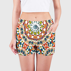 Шорты женские Разноцветный этнический орнамент, цвет: 3D-принт — фото 2