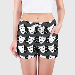 Шорты женские Две маски, цвет: 3D-принт — фото 2